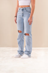 Lange jeans met gaten