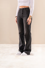 Lange zwarte wide leg jeans